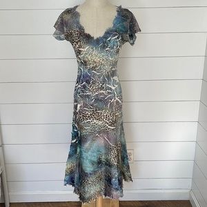 Komarov Crinkle Short Sleeve Midi Dress Size S